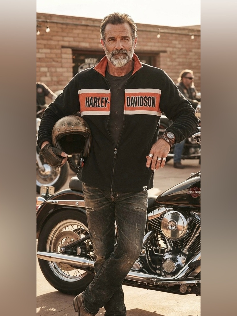 Harley-Davidson Black and Orange Zip-Up Fleece Jacket
